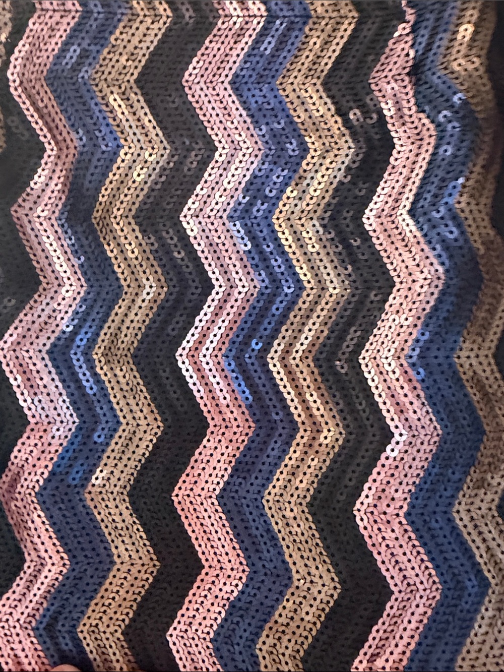 Chevron Sequin Midi Skirt in Pink, Blue & Black - Picture 5 of 6
